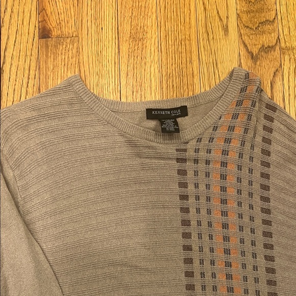 Kenneth Cole New York Men's Taupe and Rust Crewneck Sweater - Picture 2 of 10